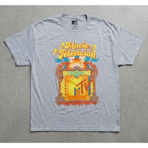NEW MTV Grey Graphic T-Shirt 3XL Psychedelic Art Music Television Viacom 2022